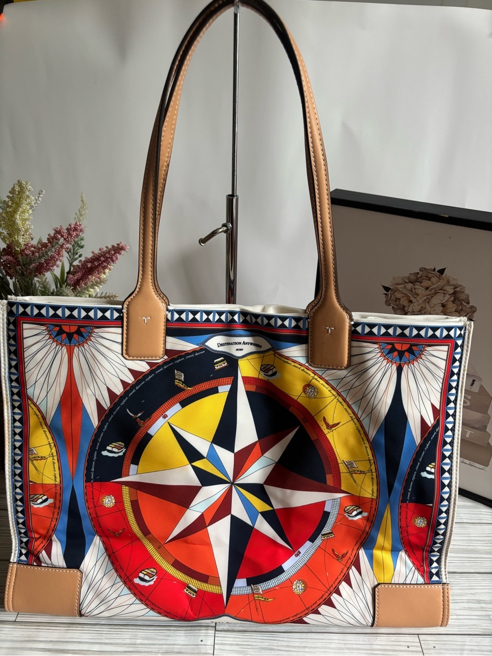 Tory Burch Ella Tote- limited edition Rose Des Vents print
